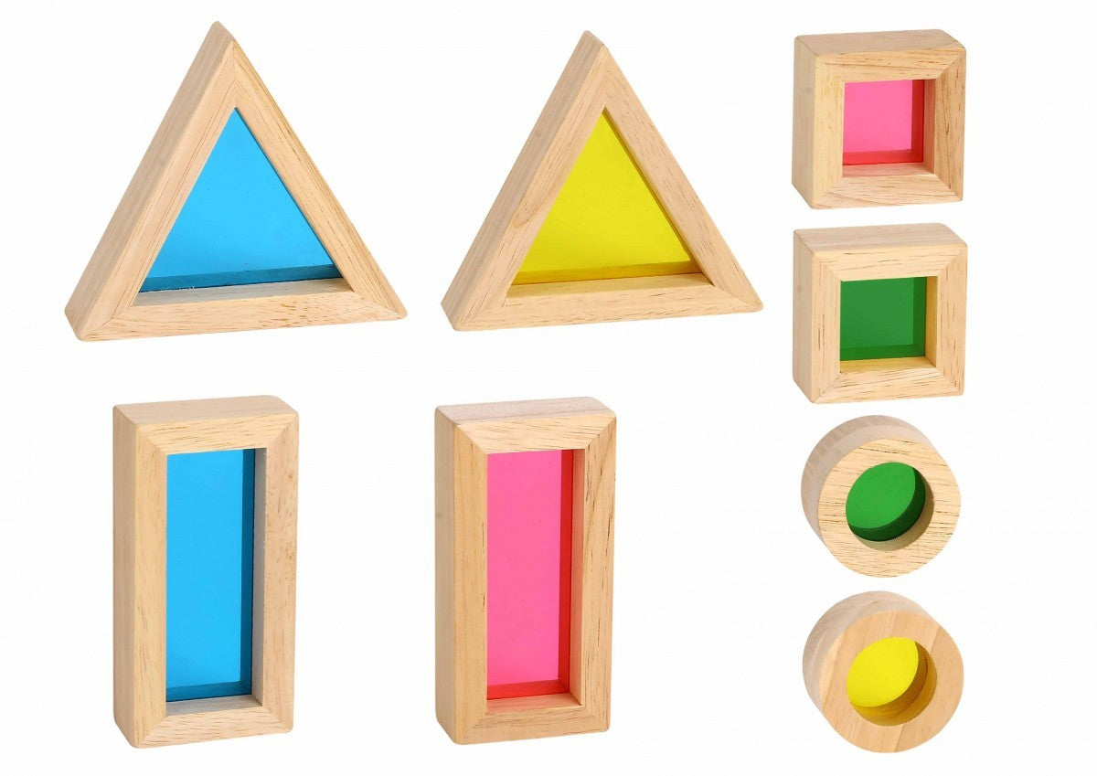 TOOKY TOY Medinės spalvotos veidrodinės kaladėlės, rinkinys iš 8 dalių, FSC – vaizdas 6