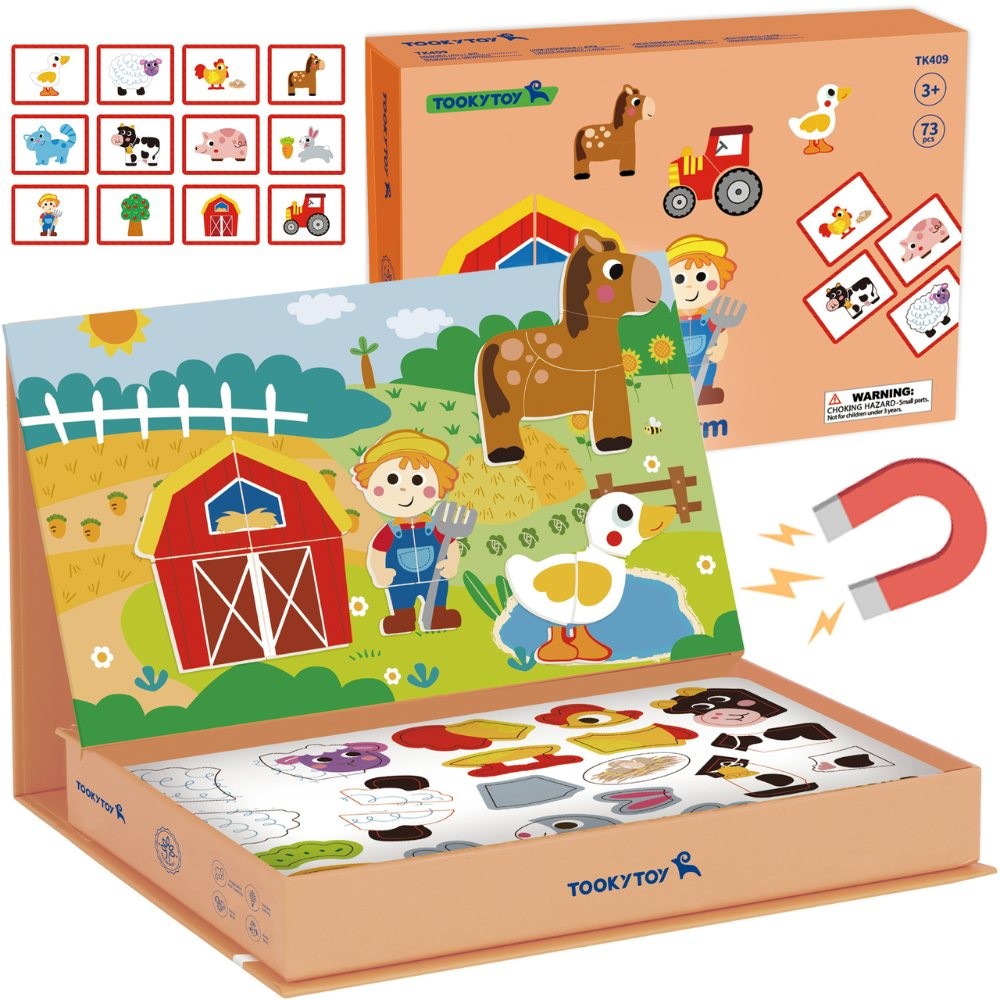 TOOKY TOY Magnetinė dėlionė Ferma vaikams, 61 detalė
