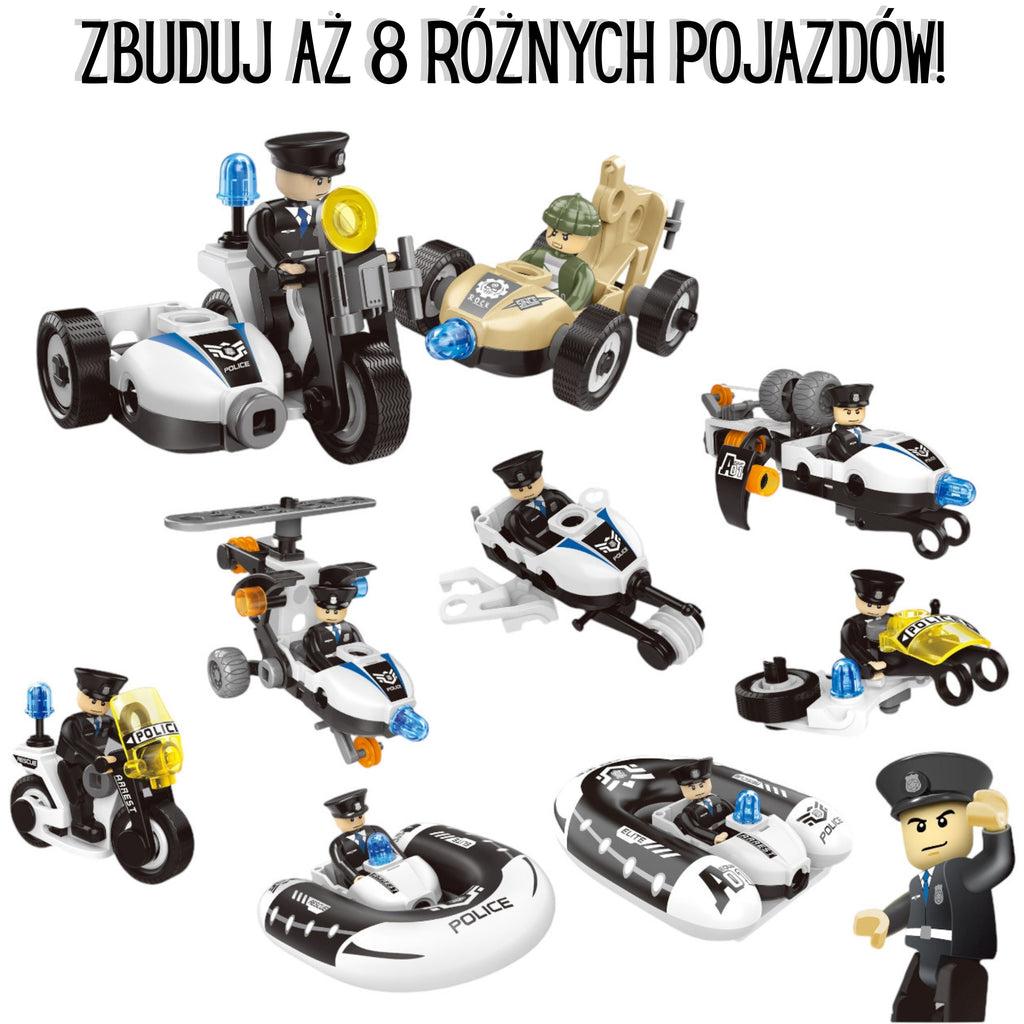 WOOPIE Konstruktorius Policijos Transportas, 8 Modeliai
