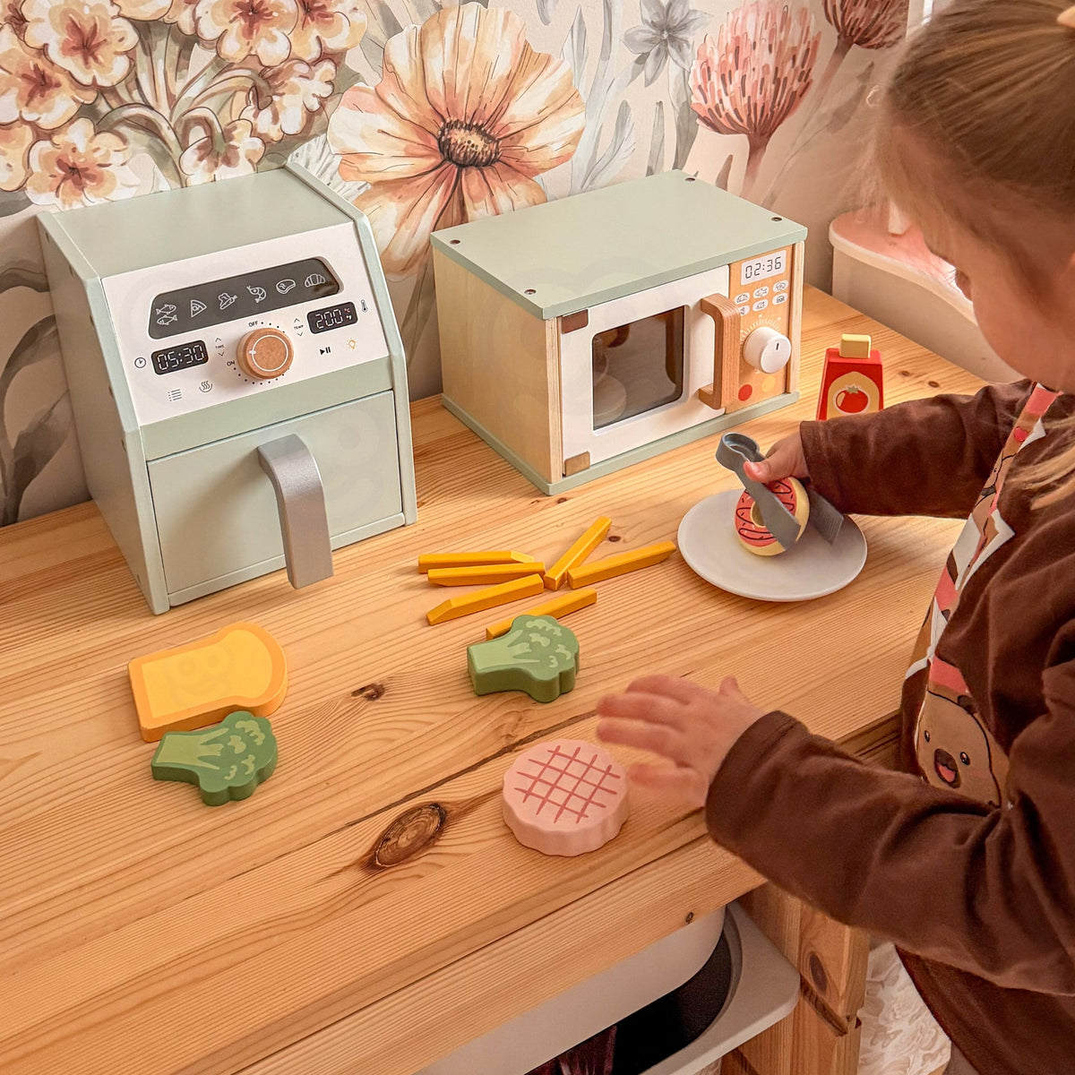 TOOKY TOY Medinė Karšto Oro Gruzdintuvė su Priedais