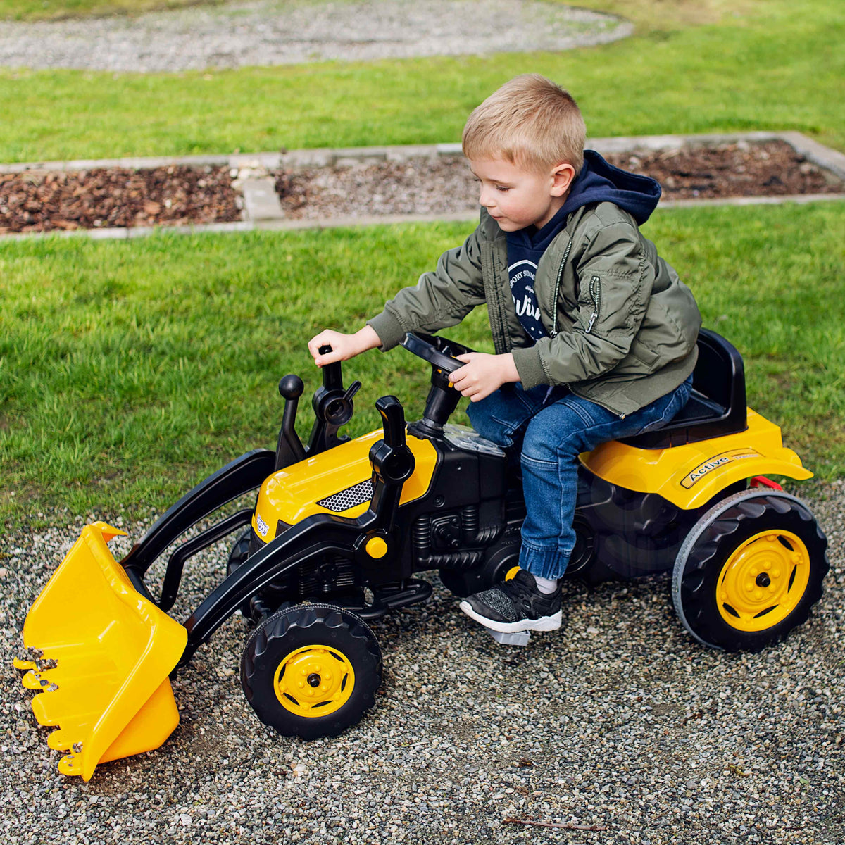 WOOPIE Pedal Tractor Farmer MaxTrac Minamas Traktorius su Kaušu