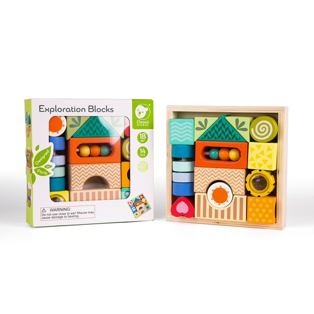 CLASSIC WORLD Montessori Sensoriniai Klocai 7in1, 14 vnt.