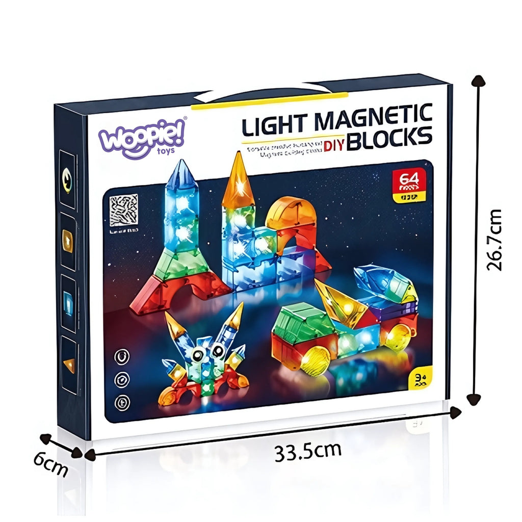 WOOPIE Magnetiniai 3D Kubeliai, Lavinamasis Rinkinys, 63 vnt.