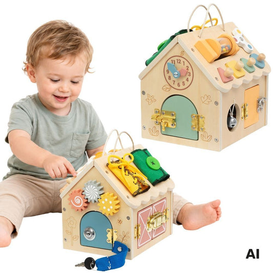 TOOKY TOY Medinė Manipuliacinė Namelis su Užraktais