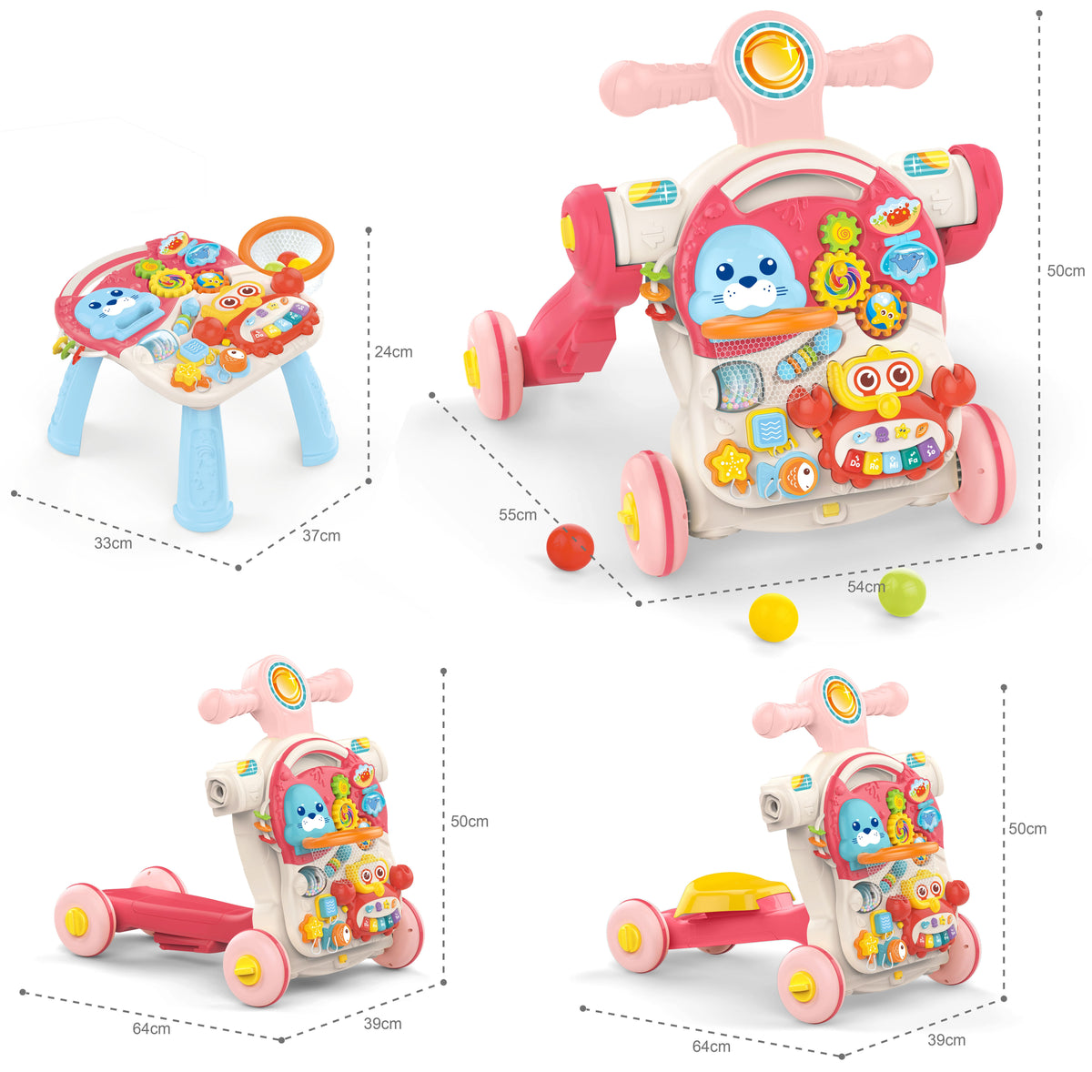 WOOPIE BABY Vaikštynė-Stumdukas 4in1 su Pažintine Lentele