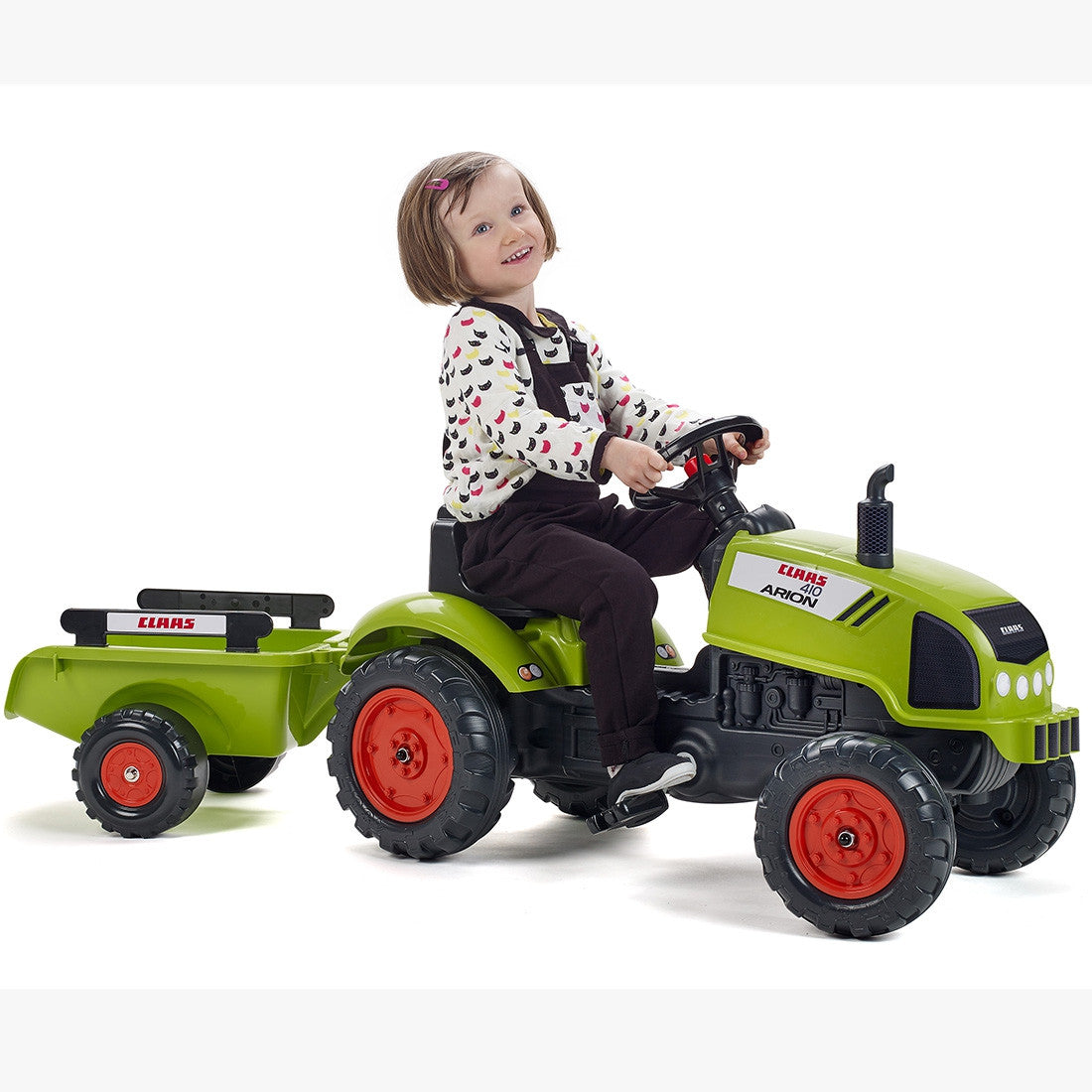 FALK Claas Arion 410 minimas traktorius su priekaba 2–5 m.