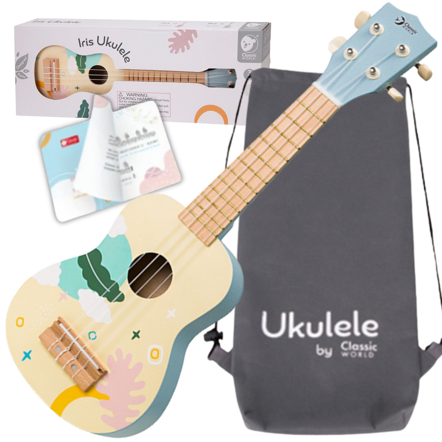 CLASSIC WORLD medinė ukulele gitara vaikams mėlyna