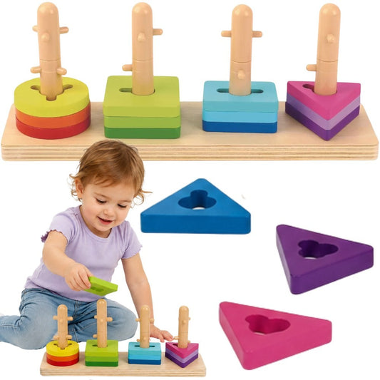 TOOKY TOY Rūšiuoklis su spalvotais Montessori kaladėlėmis