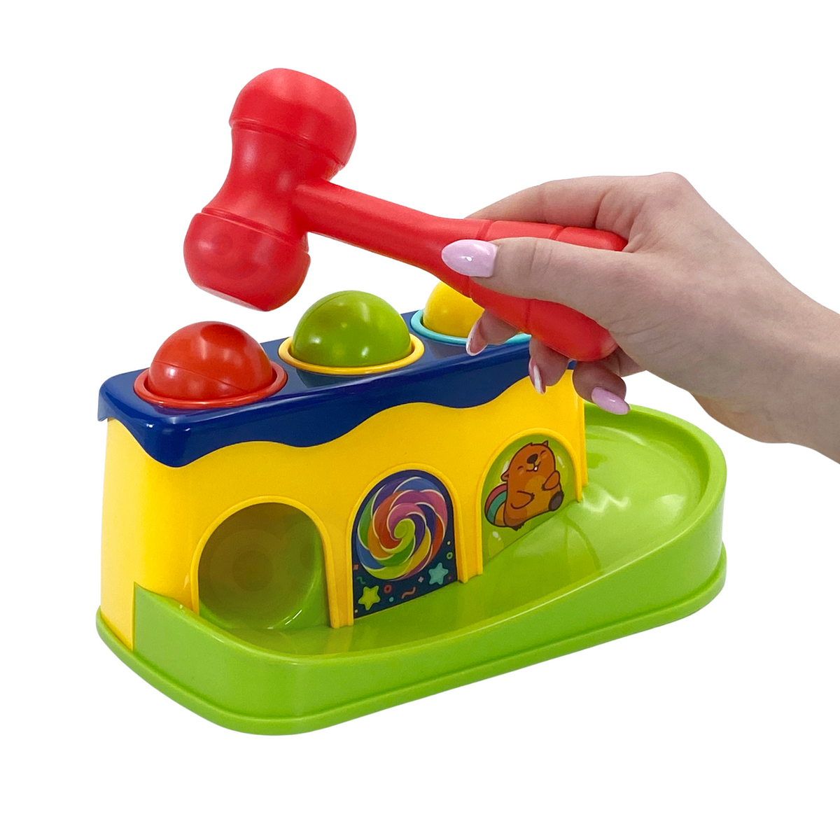 WOOPIE BABY spalvingas Montessori kalimo takelis su plaktuku