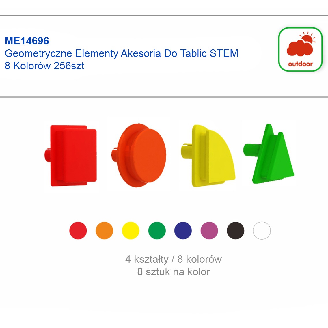 MASTERKIDZ Geometriniai elementai 8 spalvų, 256 vnt. STEM priedai