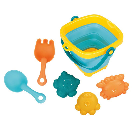 WOOPIE BABY Sulankstomas kibirėlio rinkinys su kastuvėliu, grėbliuku ir formelėmis, mėlynas – pagrindinis vaizdas