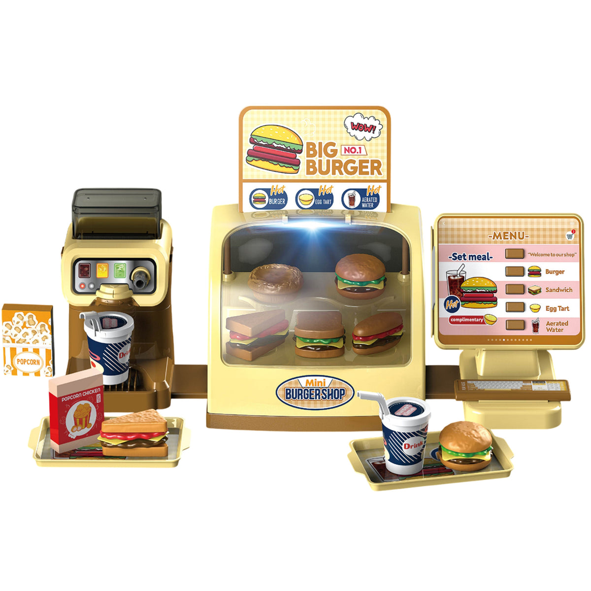 WOOPIE BIG BURGER Žaislinė Greitojo Maisto Parduotuvė su Kasos Aparatu