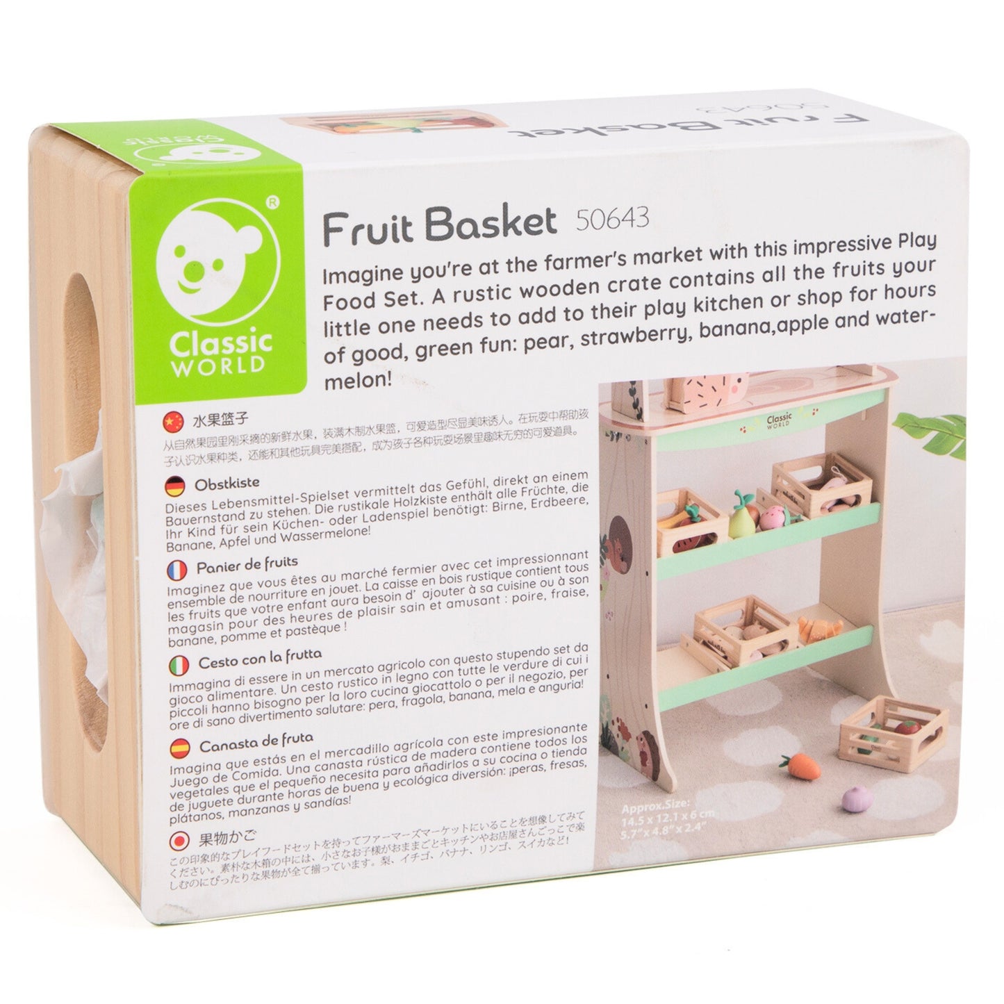 CLASSIC WORLD 6 dalių Medinių vaisių rinkinys krepšelyje – vaizdas 5