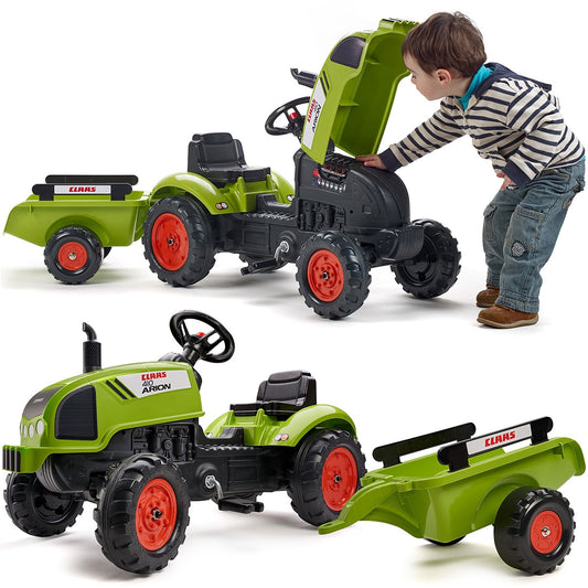 FALK Claas Arion 410 minimas traktorius su priekaba 2–5 m.