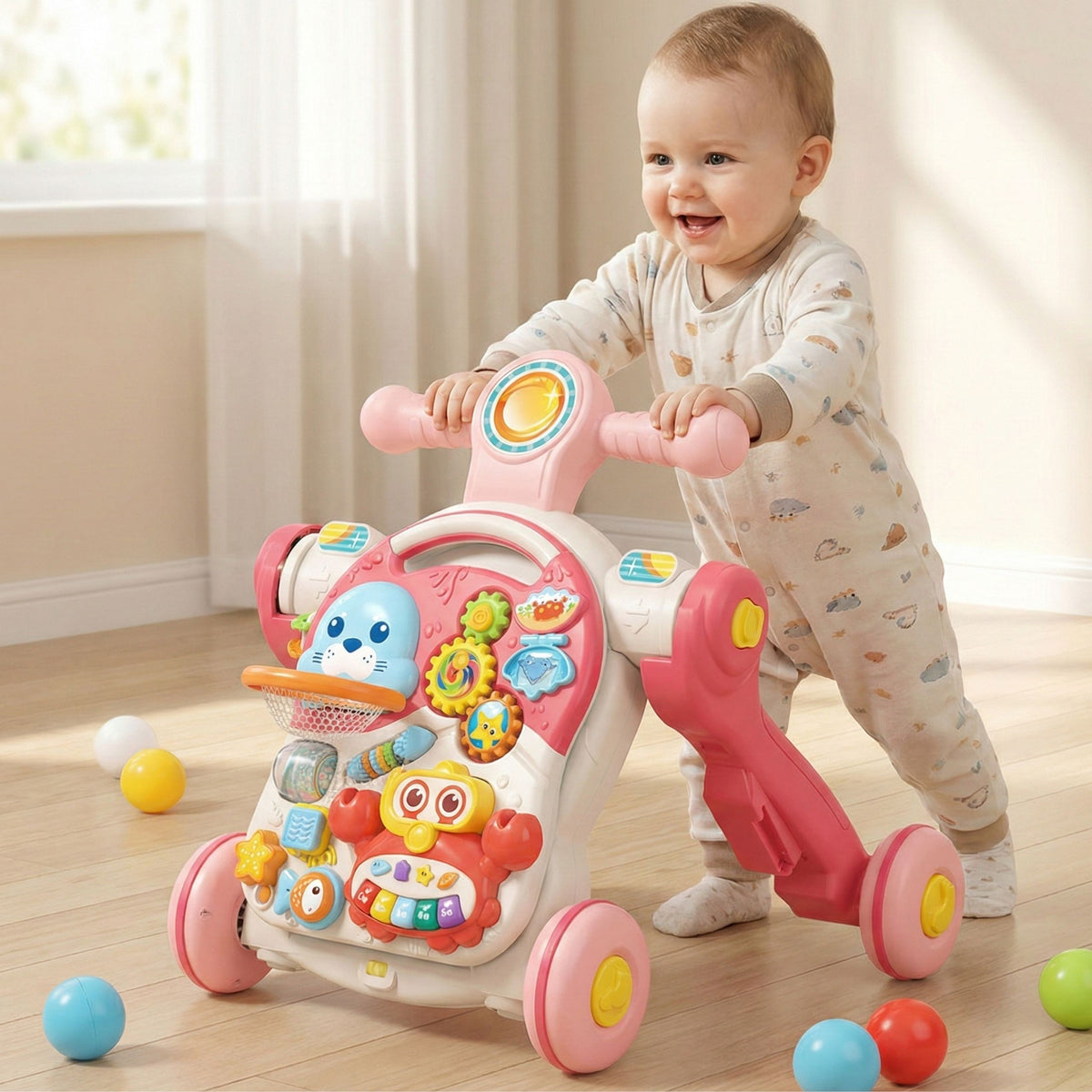 WOOPIE BABY Vaikštynė-Stumdukas 4in1 su Pažintine Lentele