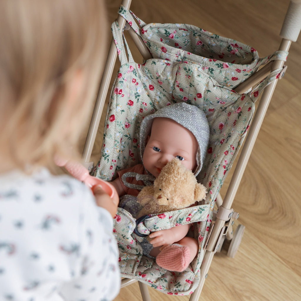 WOOPIE ROYAL Vintage vežimėlis lėlėms su rožių raštu