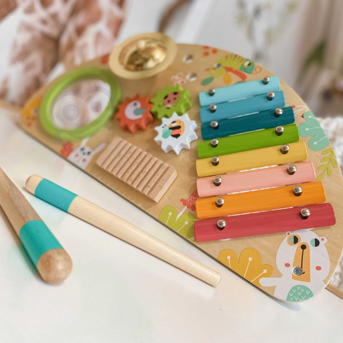 TOOKY TOY Daugiafunkcinis Muzikos Centras – Ksilofonas, Būgnas, Cimbolai