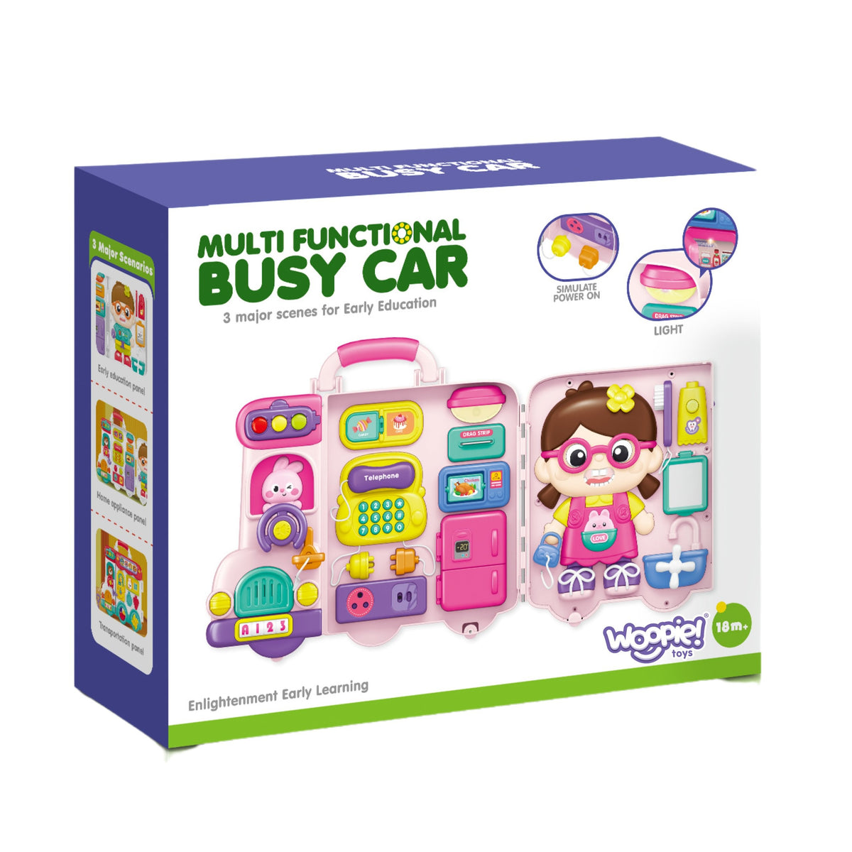 WOOPIE BABY Interaktyvus Lavinamasis Lagaminas Autobusiukas 3in1