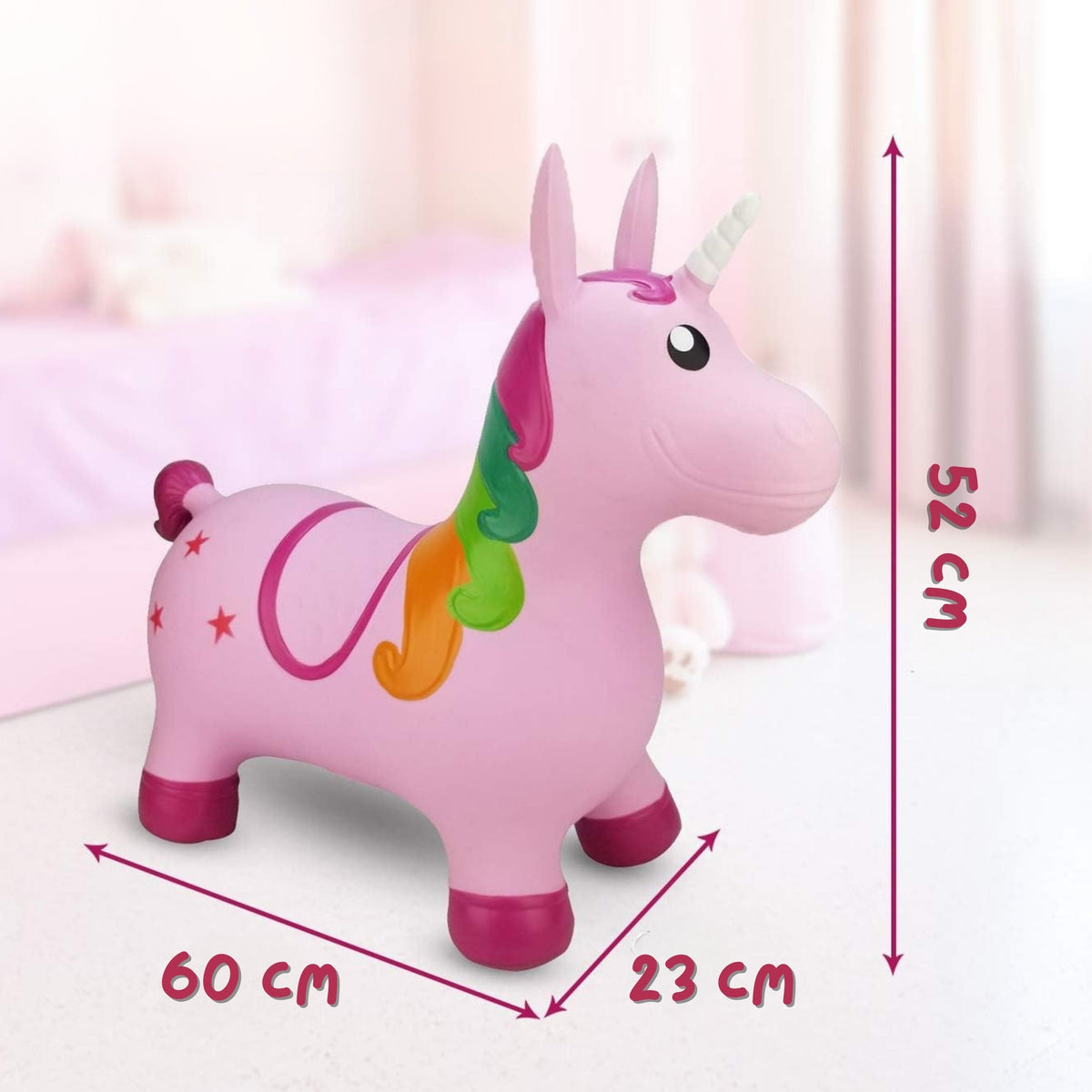 WOOPIE Rožinis Šokinėjimo Vienaragis su Pompa Vaikams 3+