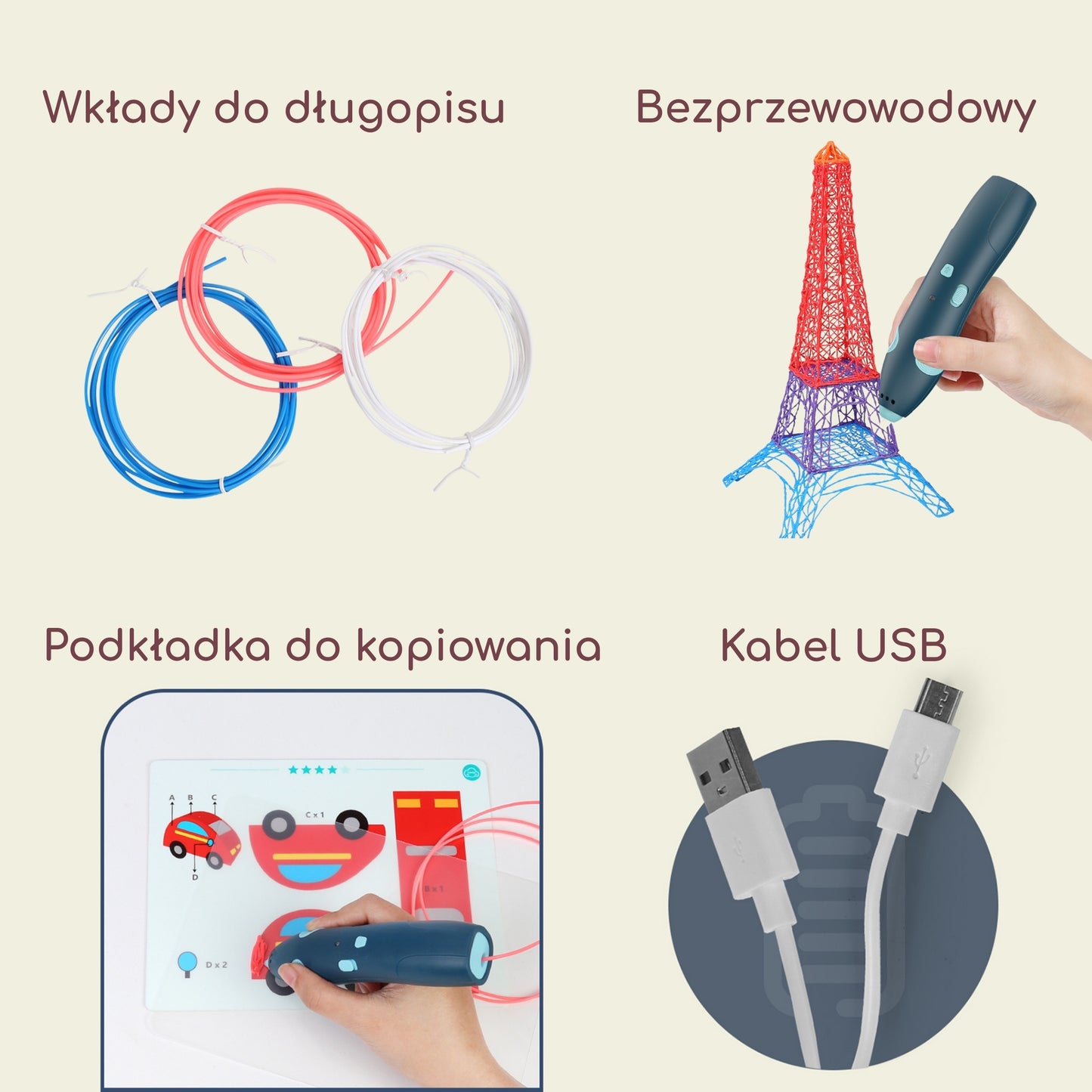 WOOPIE 3D Rašiklis Saugus USB Kasetės Vaikams nuo 3 metų