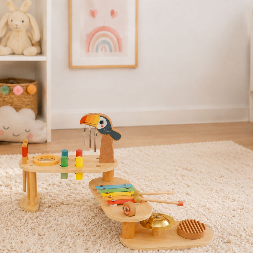 TOOKY TOY Medinė Edukacinė Muzikos Stalelė Tukanam 3+