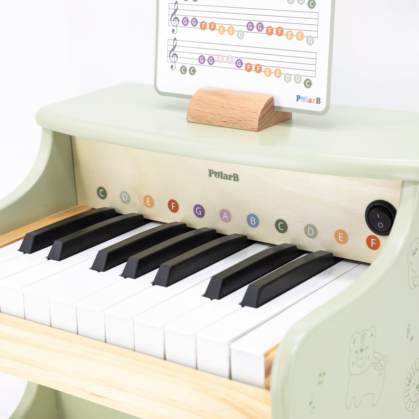 Viga Žalias Medinis Pianinas Mokymasis Groti – Vaikams nuo 3 m.