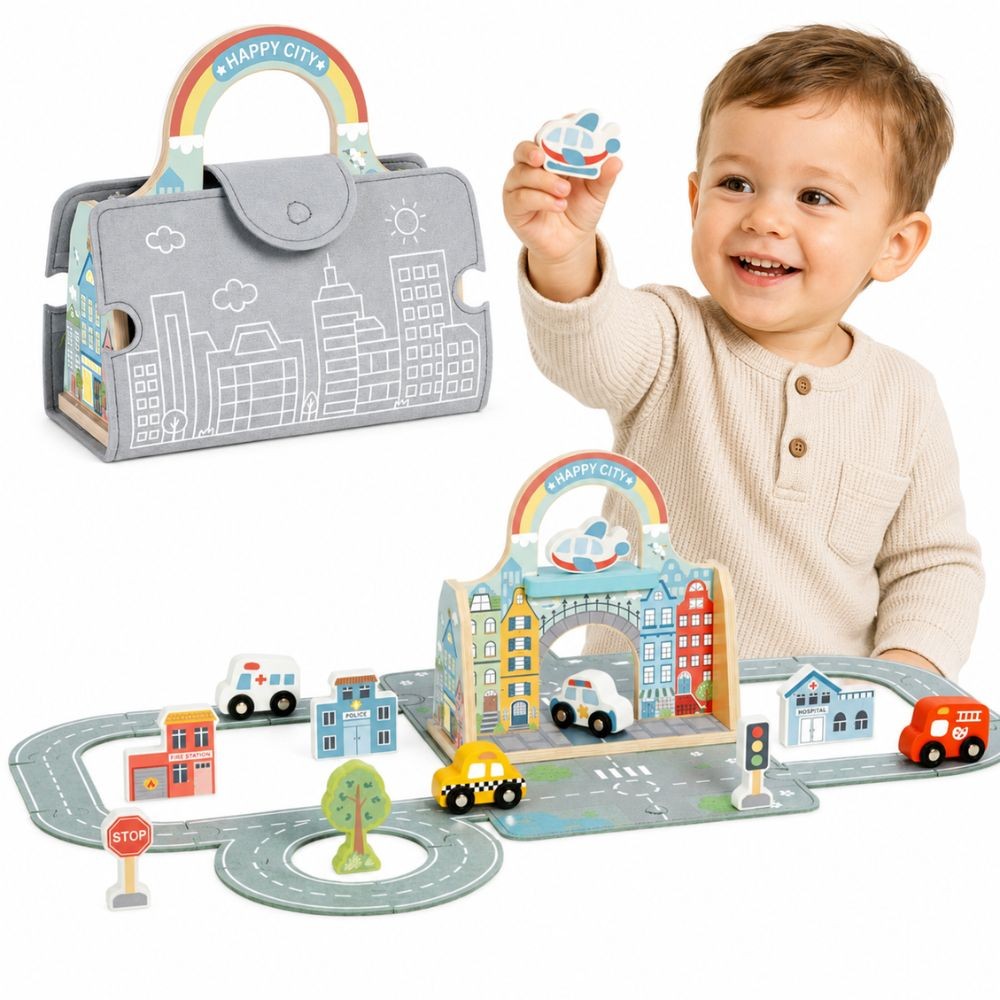 TOOKY TOY Mini miesto rinkinys kelionėms krepšelyje
