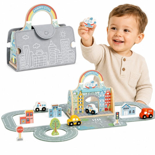 TOOKY TOY Mini miesto rinkinys kelionėms krepšelyje