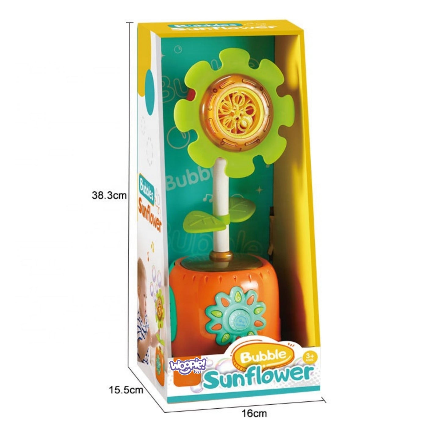 WOOPIE Interaktyvi muilo burbulų mašina Saulėgrąža, veikianti – vaizdas 2