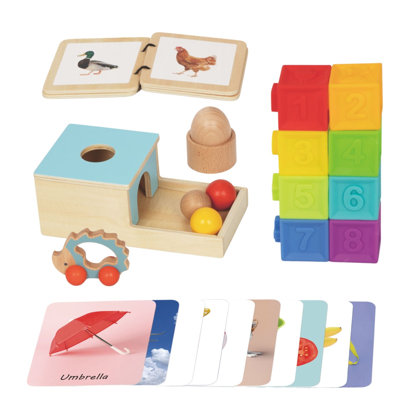 WOOPIE GREEN XXL edukacinė Montessori sensorinė dėžė 6in1, skirta 7–8 mėn kūdikiams (26 el), FSC – vaizdas 6