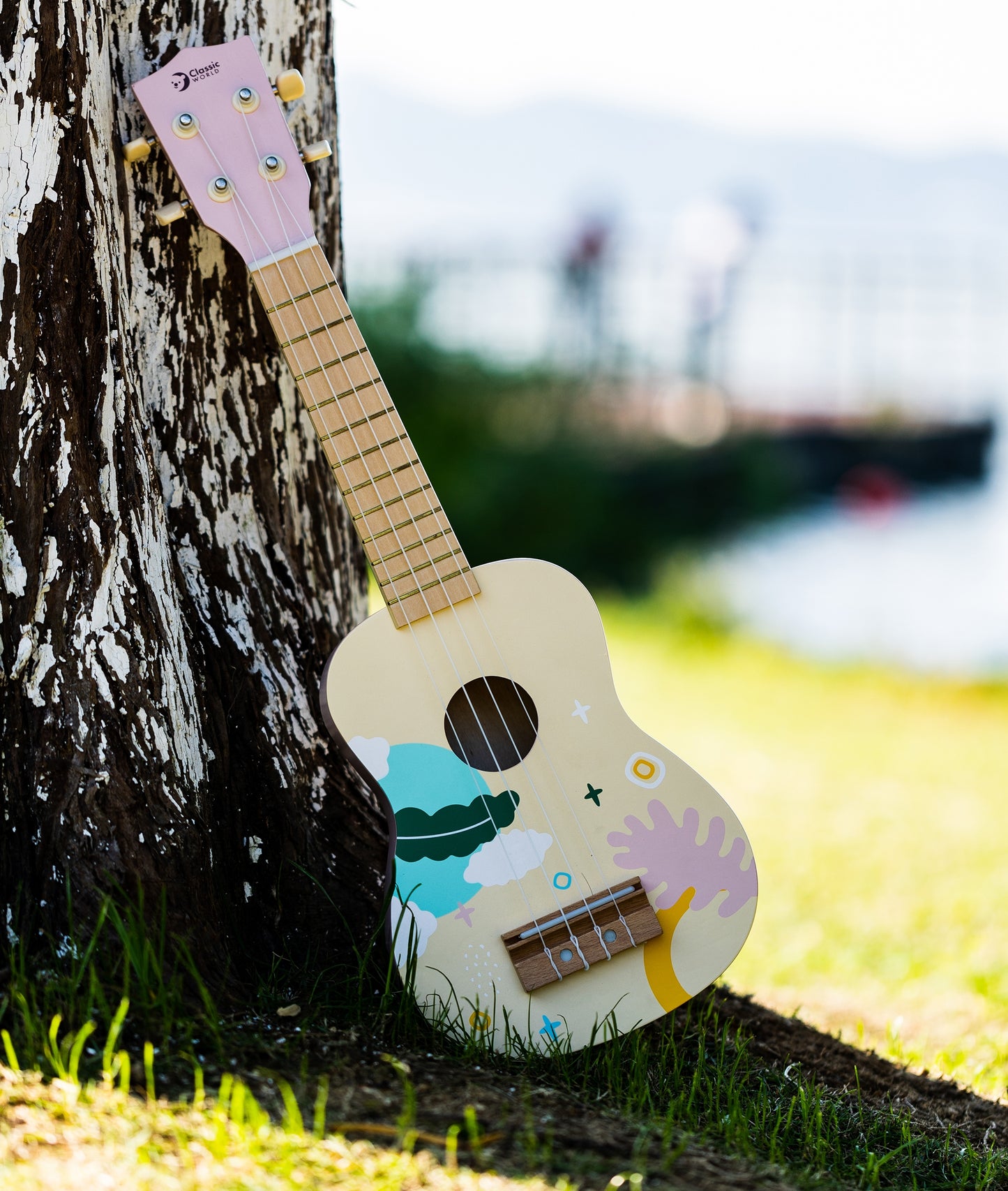 CLASSIC WORLD medinė ukulele gitara vaikams Rožinė