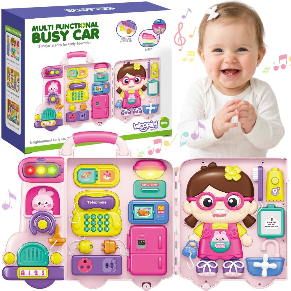 WOOPIE BABY Interaktyvus Lavinamasis Lagaminas Autobusiukas 3in1
