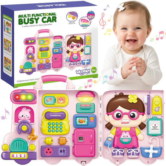 WOOPIE BABY Interaktyvus Lavinamasis Lagaminas Autobusiukas 3in1