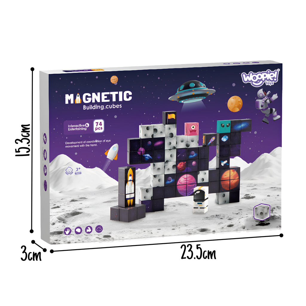 WOOPIE Magnetiniai Konstravimo Kubeliai Kosmosas 74 vnt.