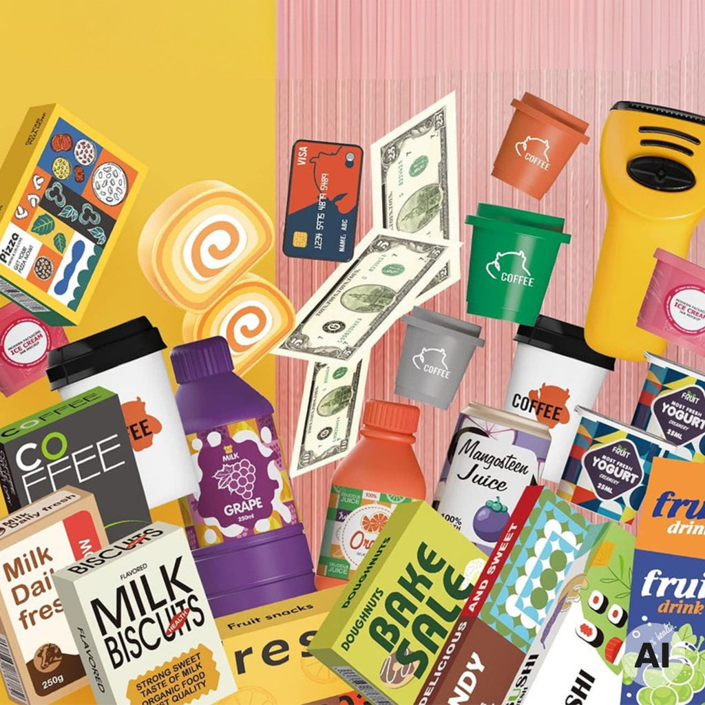 WOOPIE Mini Market Interaktyvi Savitarnos Kasa su Šviesomis ir Garsais