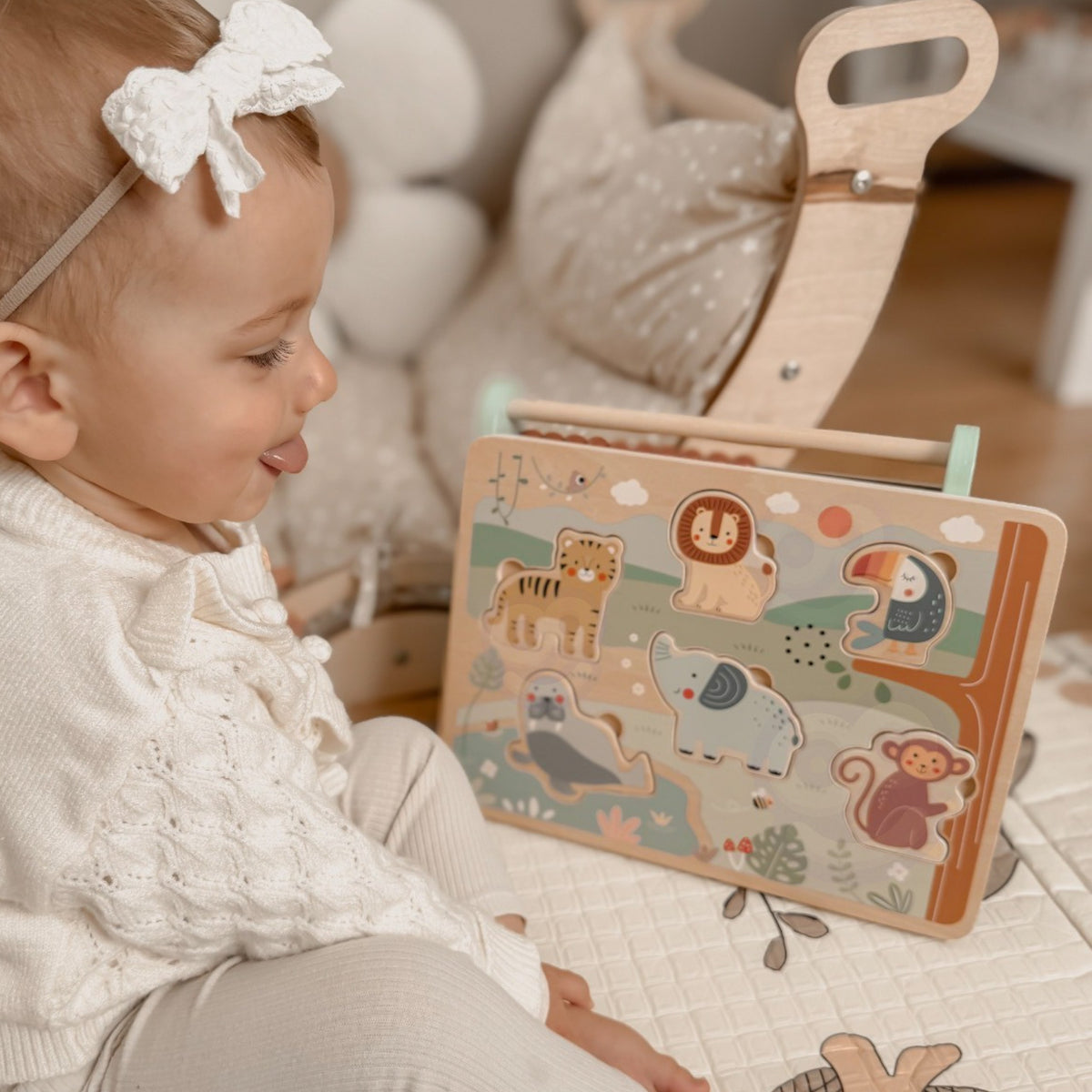 TOOKY TOY Garsinė dėlionė Safari Montessori vaikams