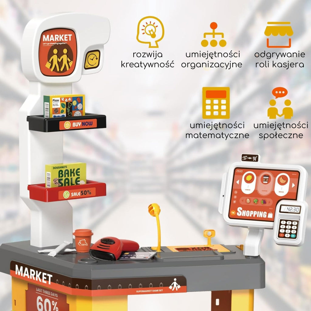 WOOPIE Interaktyvus Vaikų Supermarketas su Kasa ir Priedais