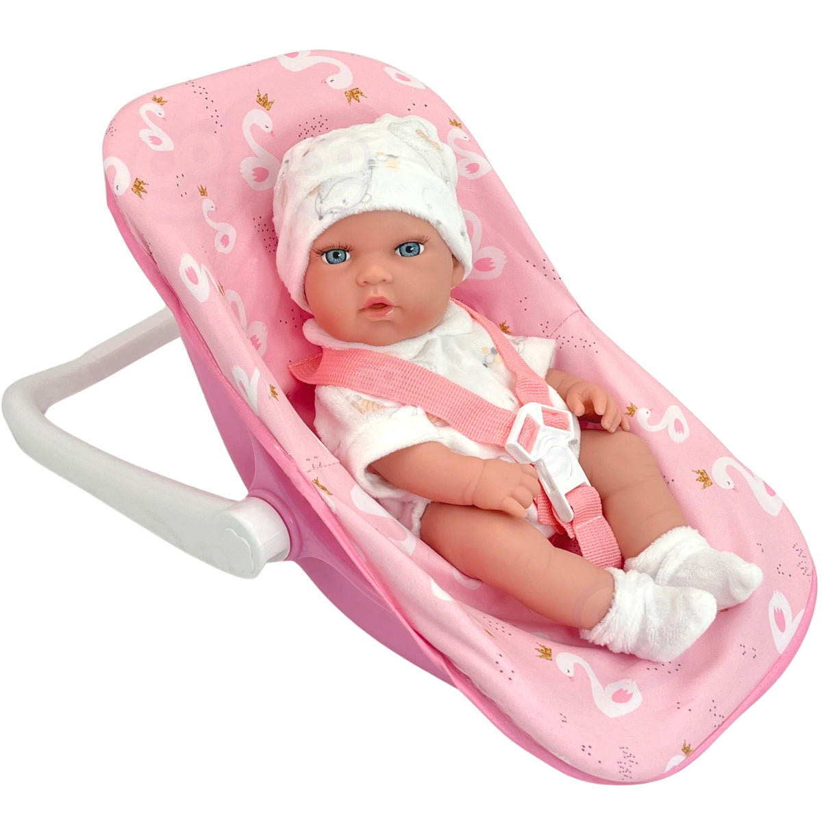 WOOPIE ROYAL Lėlė Kūdikis 30,5 cm su Rožine Nešykla – Rinkinys
