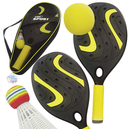 WOOPIE Raketės su putplasčio kamuoliu ir badmintono plunksnine – paplūdimio/sodo rinkinys – pagrindinis vaizdas