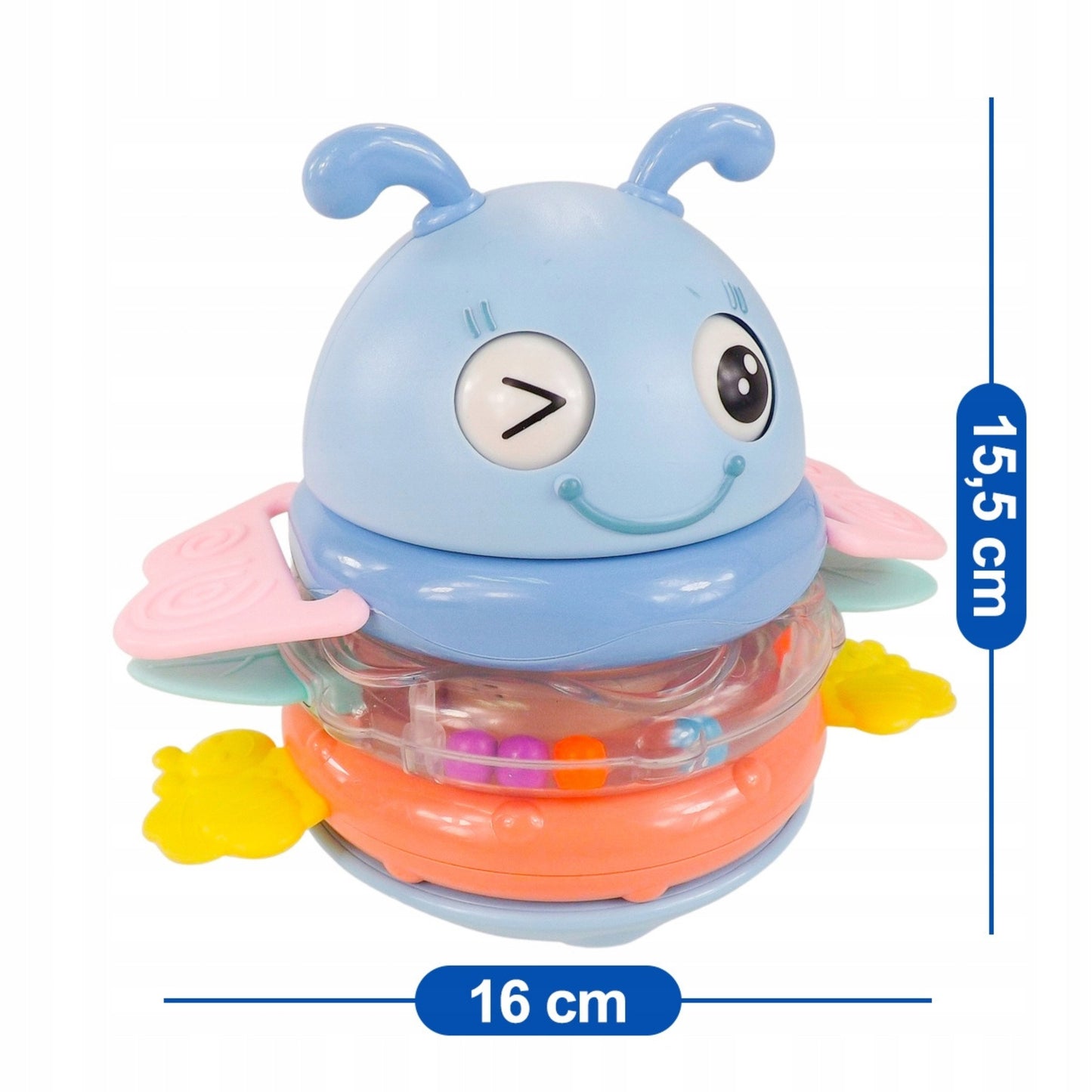 WOOPIE Baby Sensorinis Žaislas 2in1 Barškutis ir Kramtukas Bitė Mėlyna