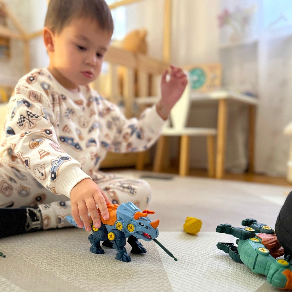 WOOPIE Dinozaurai surenkamas konstruktorius 3 vnt. su gręžtuvu ir atsuktuvu
