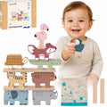 TOOKY TOY Medinis bokšto konstruktorius su gyvūnais Montessori 13 dalių