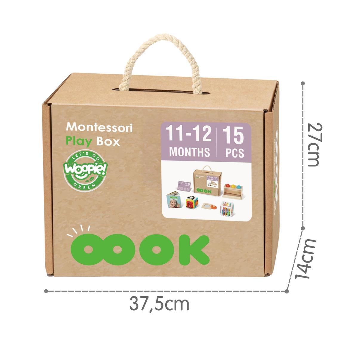 WOOPIE GREEN Montessori Edukacinis Rinkinys 5in1 Kūdikiams 11-12 Mėn. FSC