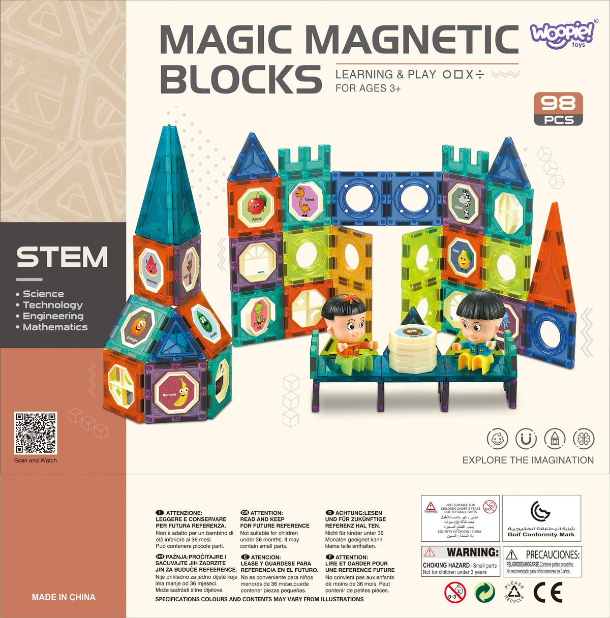 WOOPIE Magnetinis Konstruktorius Pilis 98 detalės