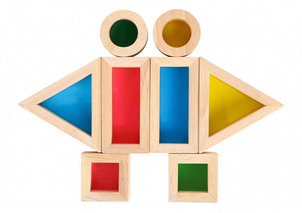 TOOKY TOY Medinės spalvotos veidrodinės kaladėlės, rinkinys iš 8 dalių, FSC – vaizdas 4