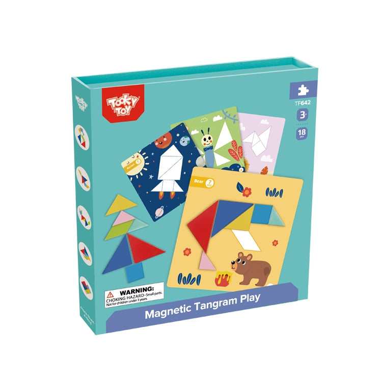 TOOKY TOY Tangram formų dėlionė vaikams, geometrinės figūros (18 dalių) – vaizdas 5