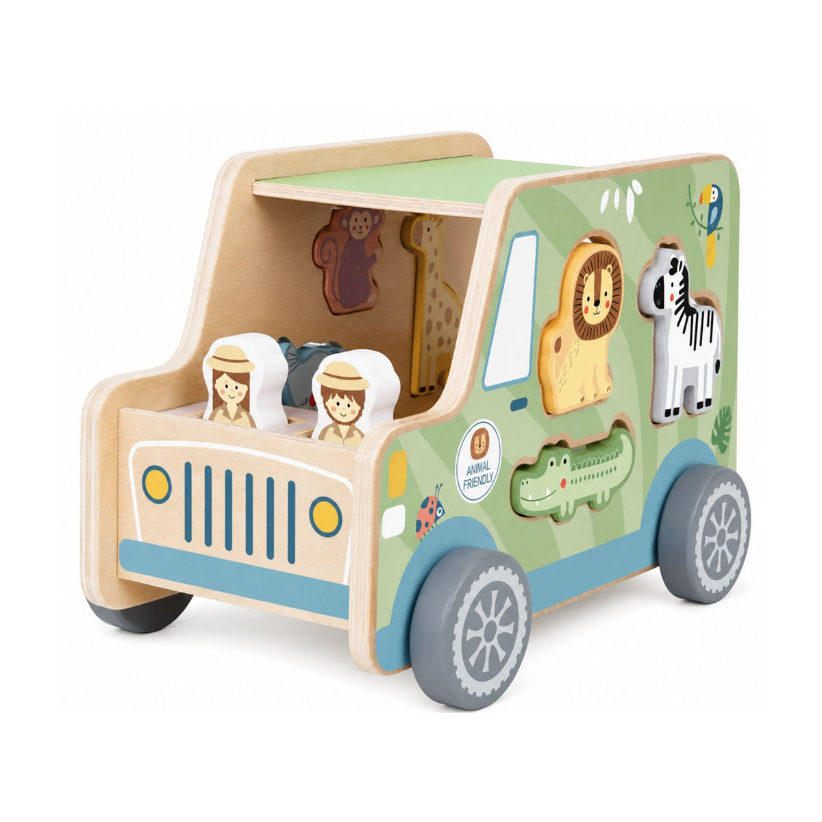 TOOKY TOY medinis safario automobilis su gyvūnais, 9 dalys