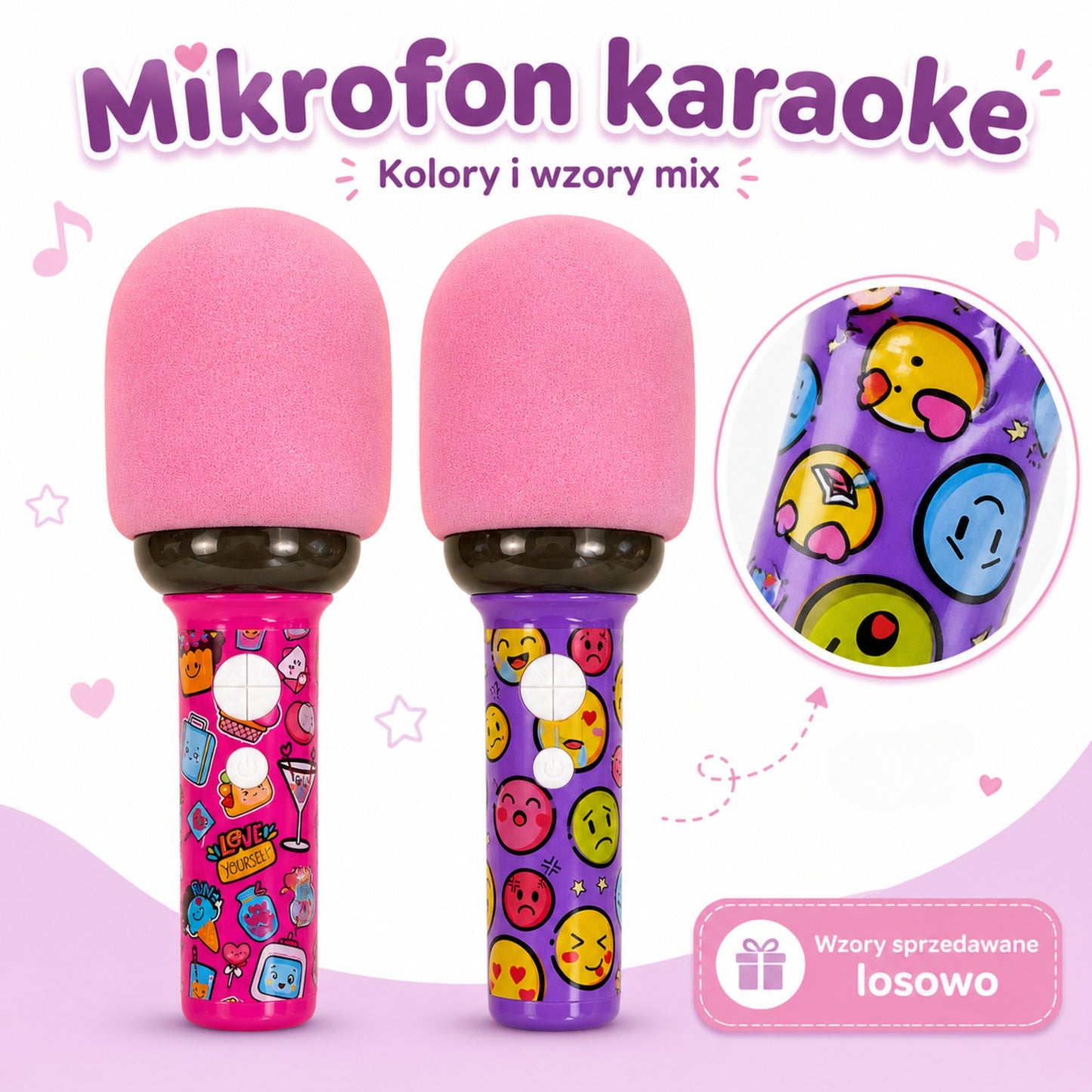 WOOPIE Belaidis Karaoke Mikrofonas su Garsiakalbiu Rožinis