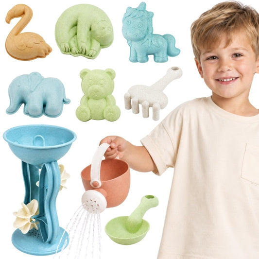 WOOPIE GREEN Smėlio rinkinys su ratuku ir laistytuvu, 10 dalių