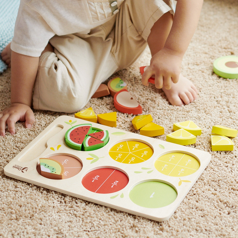 CLASSIC WORLD Medinių Vaisių Pjaustymo Rinkinys Montessori 23 vnt.